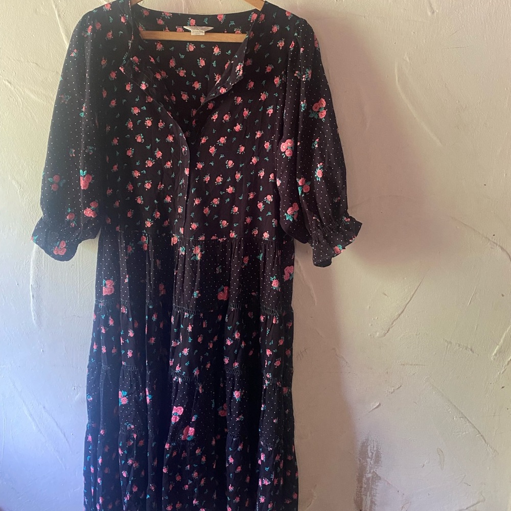 Oversized vintage rose and polka dot dress